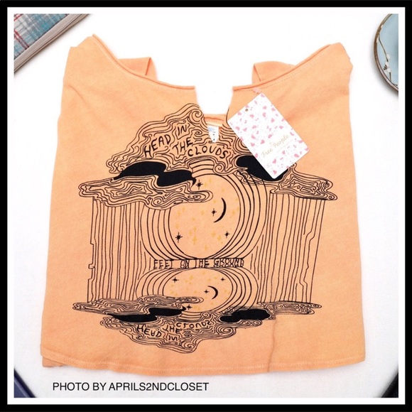 FREE PEOPLE GRAPHIC TEE CROPPED T-SHIRT CROP TOP - Picture 5 of 6